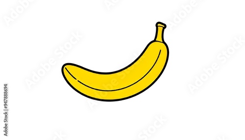 Yellow banana fruit icon with filled outline style isolated on white background