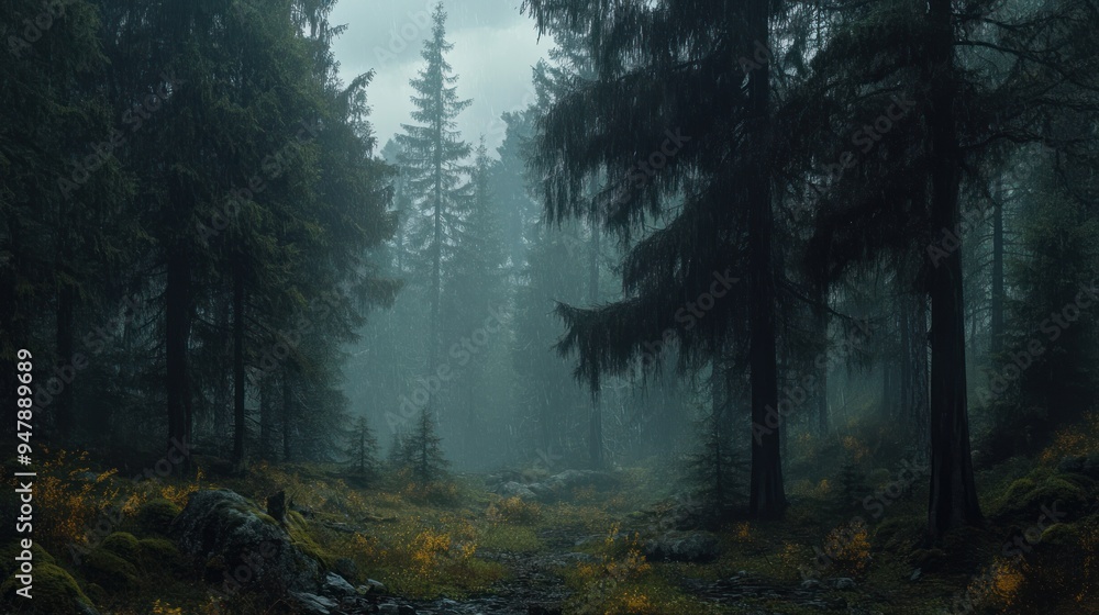 Obraz premium Misty Forest Path