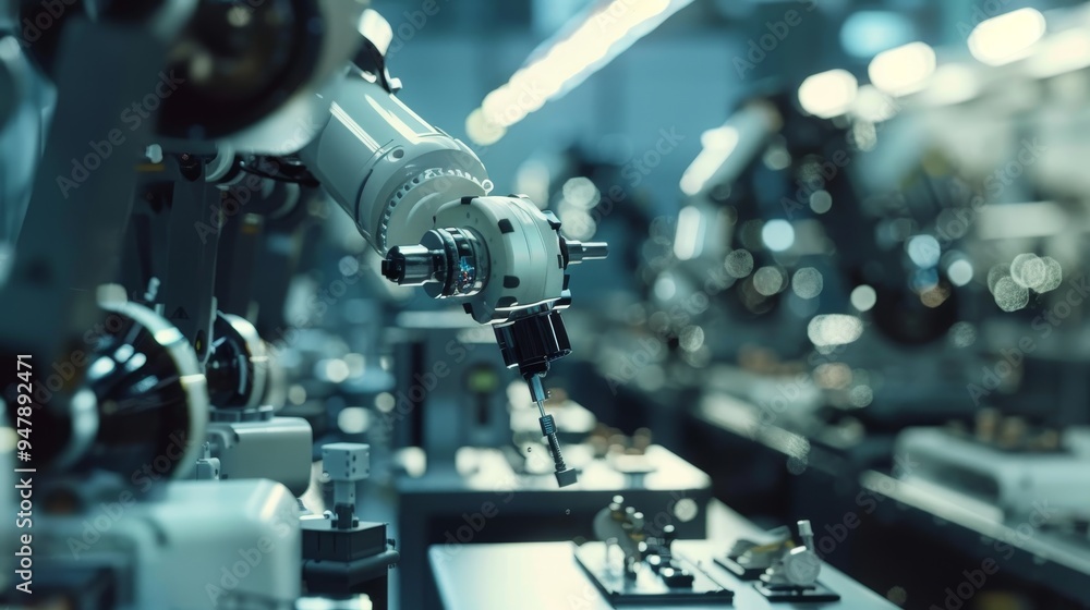 Precision in Motion Robotic Arms at Work in a HighTech Factory Precision in Motion Robotic Arms at Work in a HighTech Factory