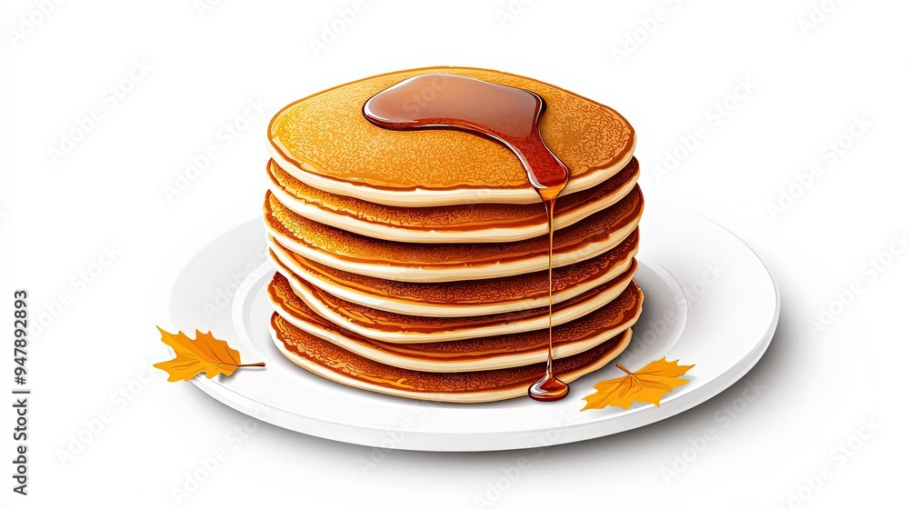 Delicious stack of fluffy pancakes drizzled with syrup, perfect for a cozy breakfast or brunch setting. Delicious stack of fluffy pancakes drizzled with syrup, perfect for a cozy breakfast or brunch setting.