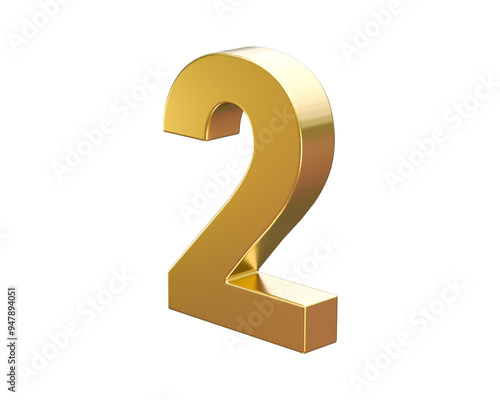 3d gold number 2