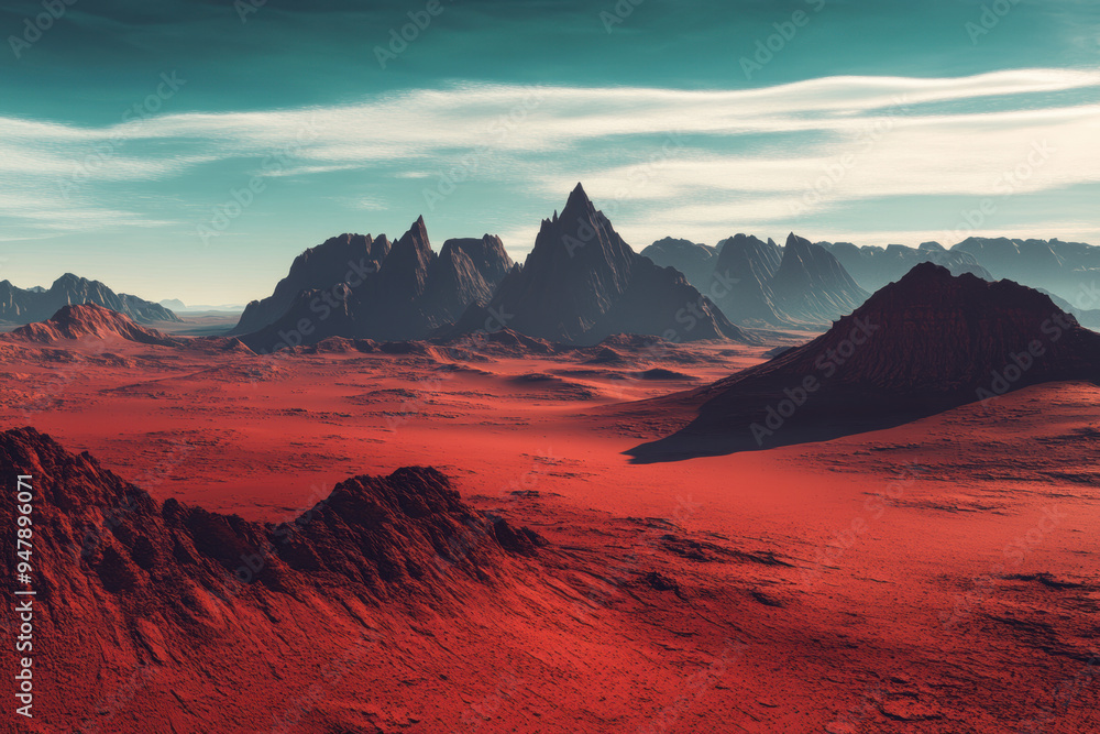 Naklejka premium Red Planet Landscape.