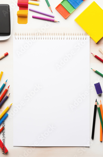 School stationery isolated on white