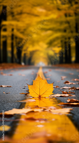 Autumn leaves on the water