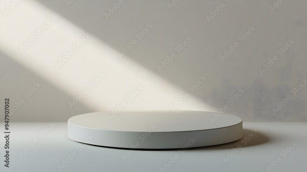A round podium with a matte finish, featuring a reflective surface and subtle shadows, isolated against a simple background. A round podium with a matte finish, featuring a reflective surface and subtle shadows, isolated against a simple background.