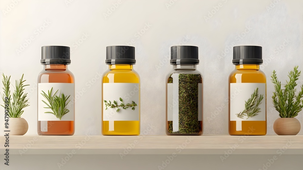 Assortment of Organic Essential Oils and Herbs on Wooden Table for Aromatherapy and Wellness Assortment of Organic Essential Oils and Herbs on Wooden Table for Aromatherapy and Wellness