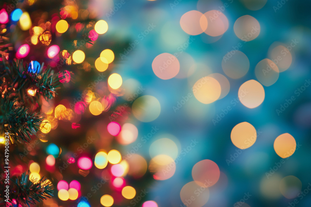 Christmas tree with lights on it. The lights are in different colors and are scattered all over the tree Christmas tree with lights on it. The lights are in different colors and are scattered all over the tree