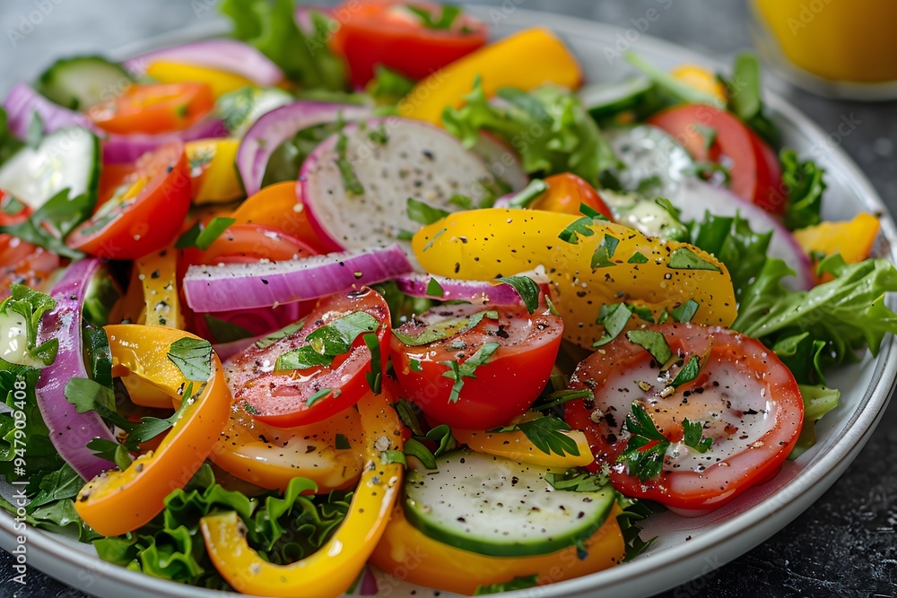 Fresh and Colorful Garden Salad with Vibrant Vegetables Fresh and Colorful Garden Salad with Vibrant Vegetables