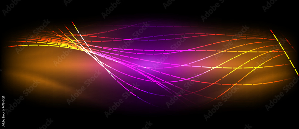 Neon wave lines with blend effect. Vector Illustration For Wallpaper, Banner, Background, Card, Book Illustration, landing page Neon wave lines with blend effect. Vector Illustration For Wallpaper, Banner, Background, Card, Book Illustration, landing page