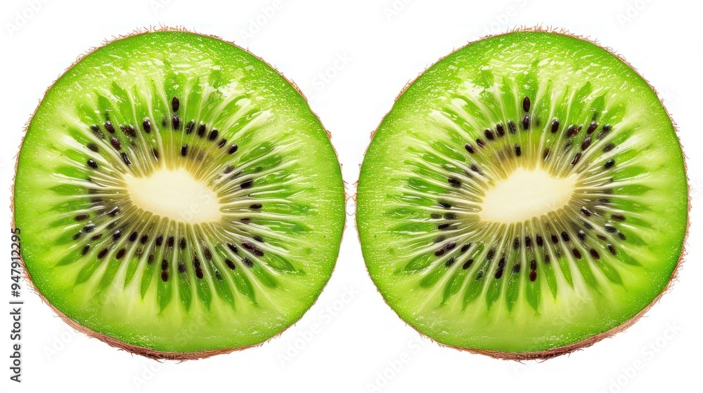 Fototapeta premium Two Slices of Fresh Kiwi Fruit