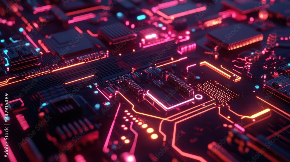 Obraz premium Neon Circuitry