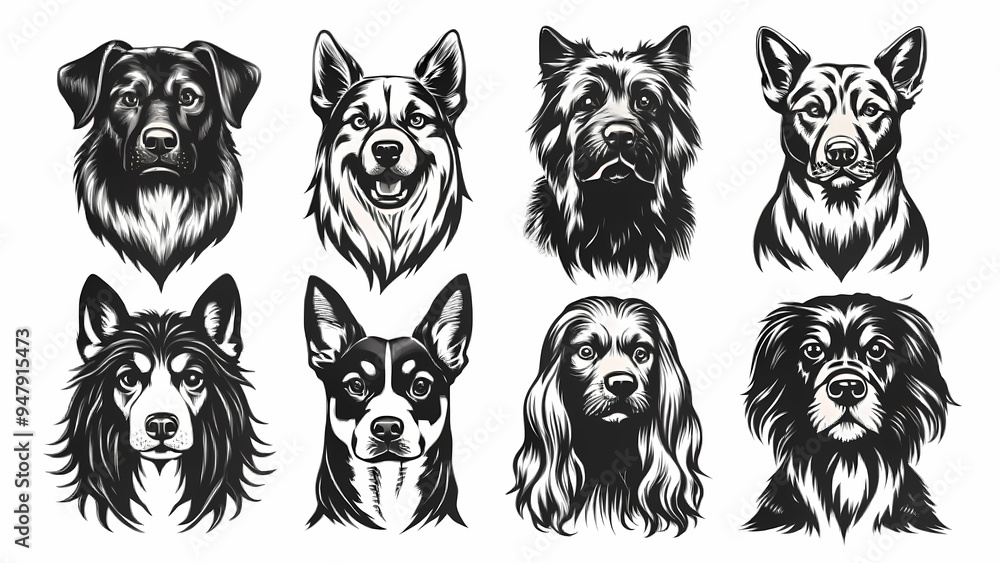 Fototapeta premium Silhouette dog diverse breed