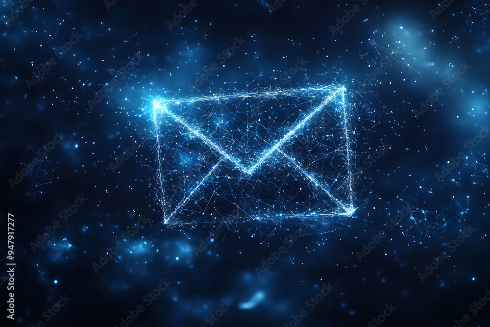 A blue envelope icon is positioned on a dark abstract background, representing email and online communication
A blue envelope icon is positioned on a dark abstract background, representing email and online communication