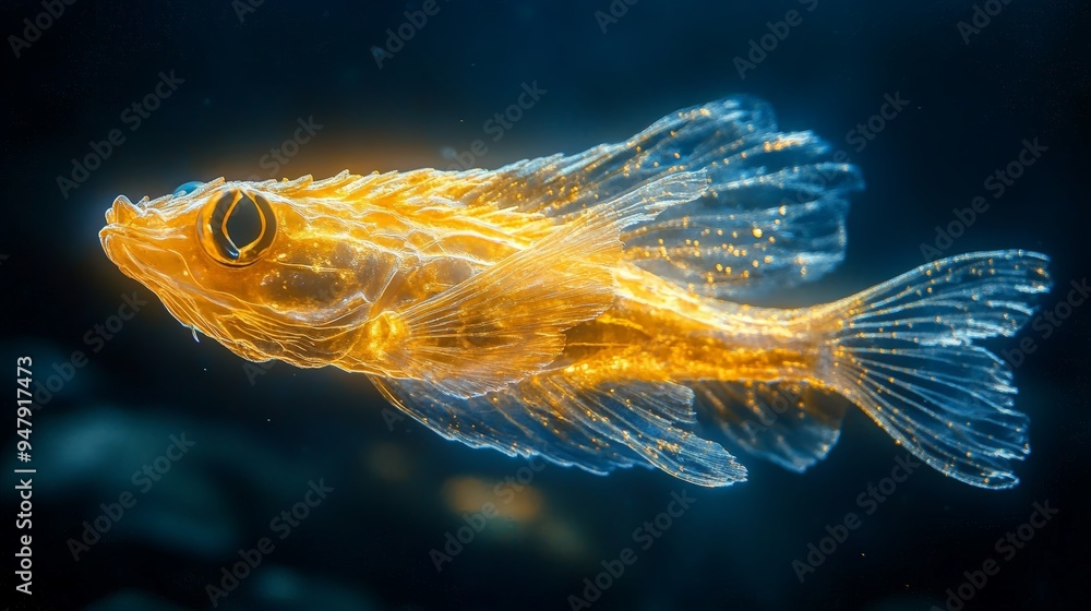 Fototapeta premium Golden Viperfish in Abyss