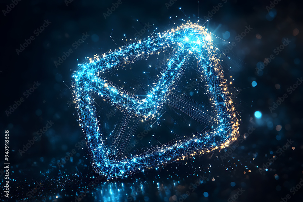 A blue envelope icon is positioned on a dark abstract background, representing email and online communication
A blue envelope icon is positioned on a dark abstract background, representing email and online communication