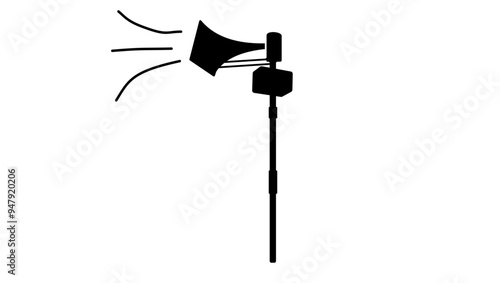Air raid siren, black isolated silhouette 