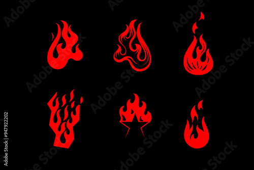 Outline Flame Set Hand Drawn Vector Image