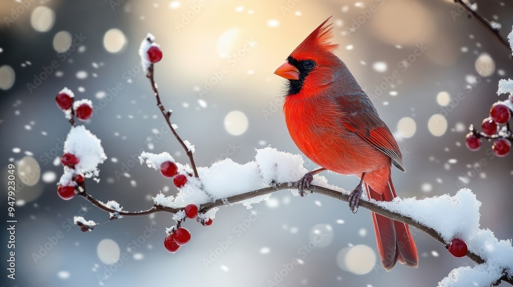 Cardinal Bird on a Snowy Branch Cardinal Bird on a Snowy Branch