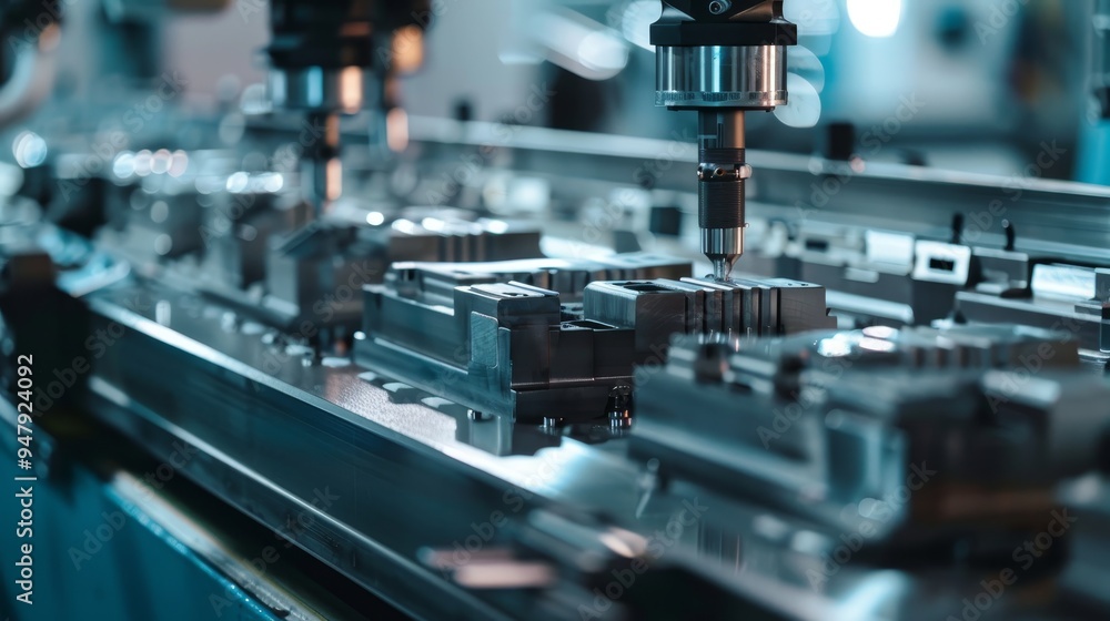 Precision in Action Industrial Machine Stamping Identification Numbers on Metal Parts Precision in Action Industrial Machine Stamping Identification Numbers on Metal Parts