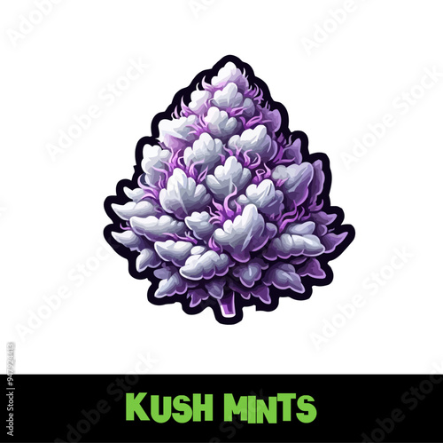 Vector Illustrated Kush Mints Cannabis Bud Strain Cartoon