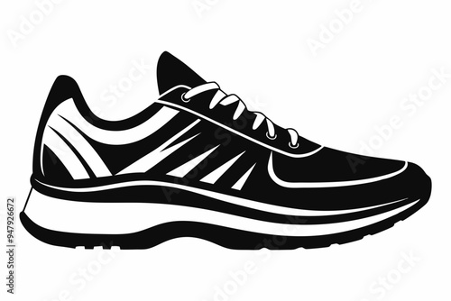 Shoes silhouette vector illustration, male classic, sneakers, running shoes