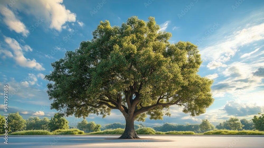Big tree with intricate branches, captured in various moments, standing gracefully in a serene rest area with a realistic background Big tree with intricate branches, captured in various moments, standing gracefully in a serene rest area with a realistic background