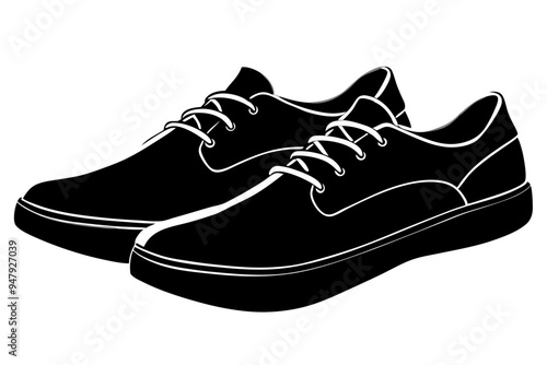 Shoes silhouette vector illustration, male classic, sneakers, running shoes