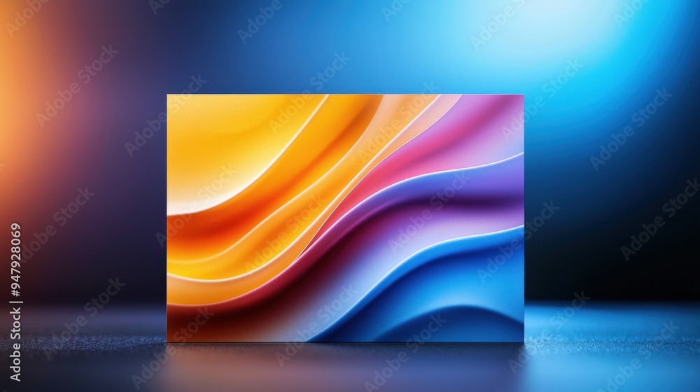 Business cards on an office desk with vivid digital graphics and clean background Business cards on an office desk with vivid digital graphics and clean background