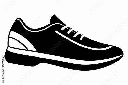 Shoes silhouette vector illustration, male classic, sneakers, running shoes