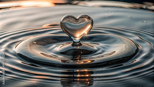 Water drop in shape of heart AI generated