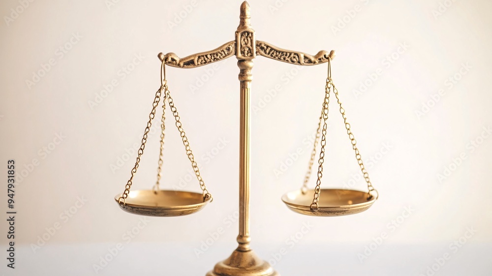 A gold balance scale symbolizing justice, fairness, and legal equality in a minimalist setting. Perfect for law-related concepts. A gold balance scale symbolizing justice, fairness, and legal equality in a minimalist setting. Perfect for law-related concepts.