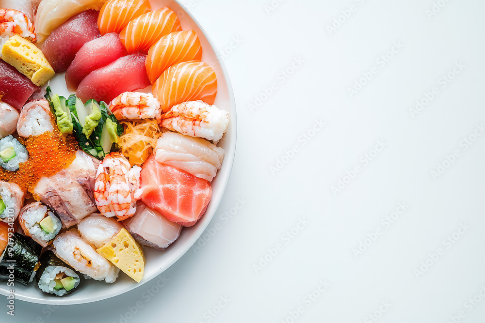 A Beautifully Crafted Plate of Colorful Chirashi Sushi with a Variety of Fresh Seafood Delights Awaiting Your Taste Buds! A Beautifully Crafted Plate of Colorful Chirashi Sushi with a Variety of Fresh Seafood Delights Awaiting Your Taste Buds!