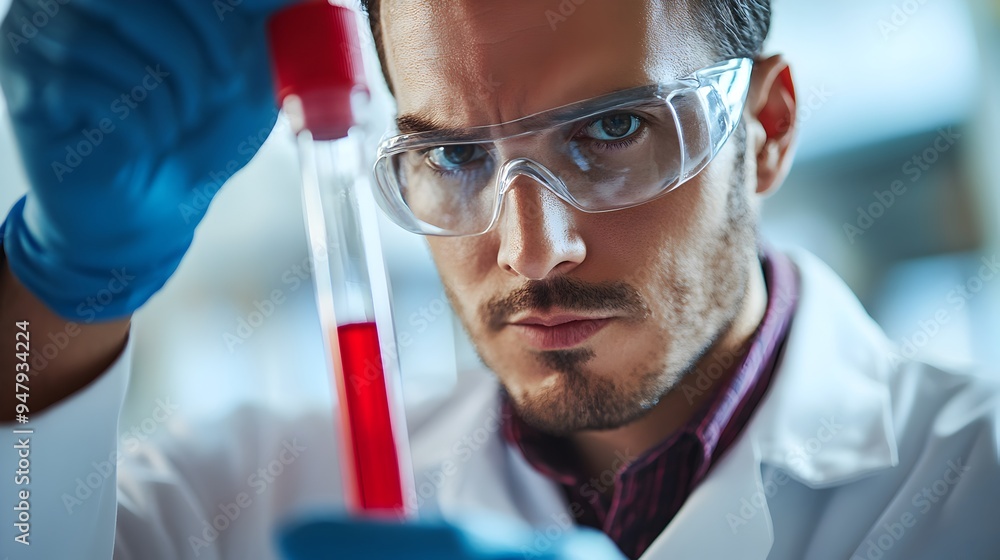 Focused Scientist Conducting Scientific Experiment in Laboratory Focused Scientist Conducting Scientific Experiment in Laboratory