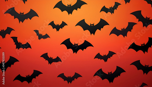 Bats soaring against an orange sunset sky create a spooky atmosphere typical of Halloween celebrations during fall evenings