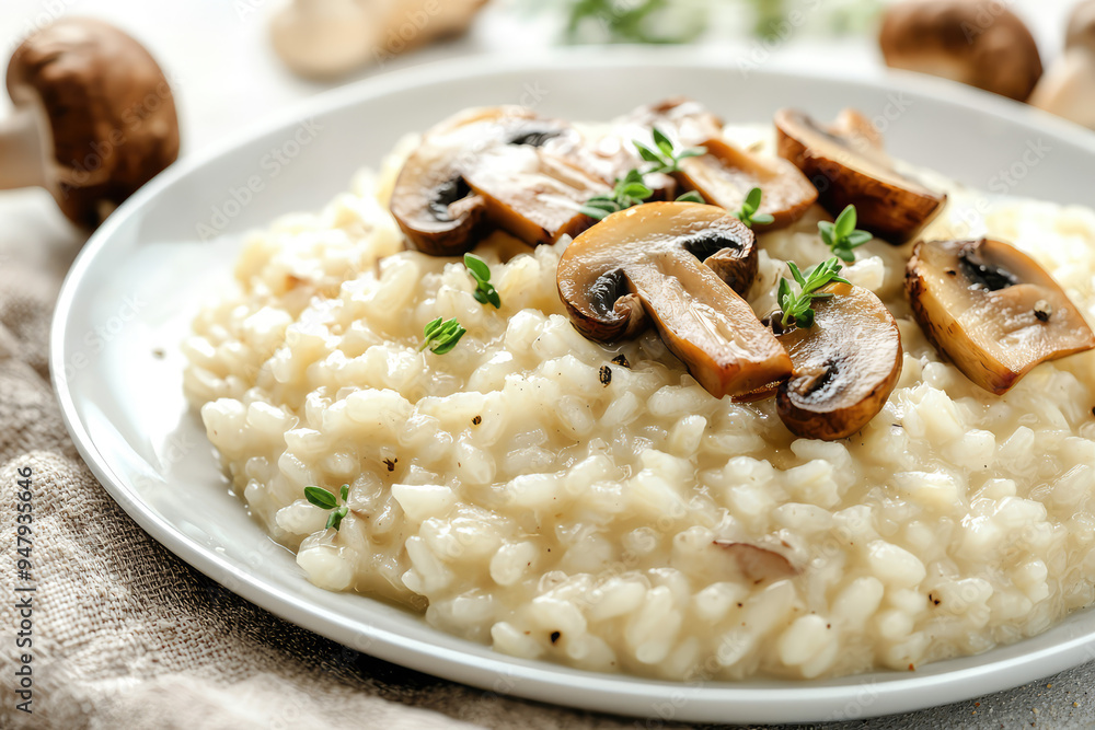 Indulge in a creamy mushroom risotto, the perfect comfort food for cozy evenings and elegant gatherings alike, rich in flavor! Indulge in a creamy mushroom risotto, the perfect comfort food for cozy evenings and elegant gatherings alike, rich in flavor!