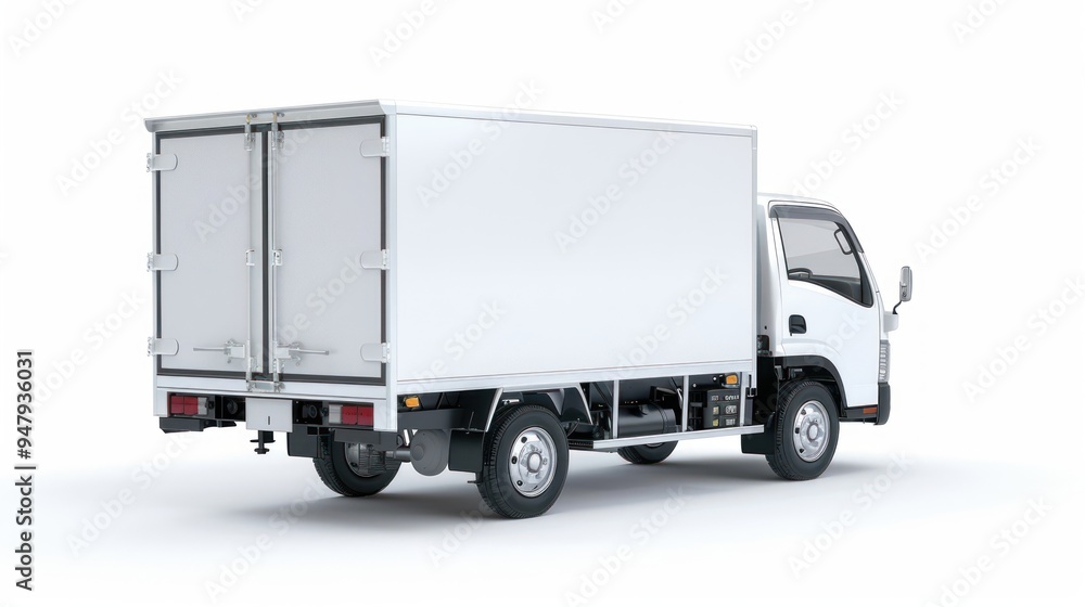 White delivery truck rear view White delivery truck rear view