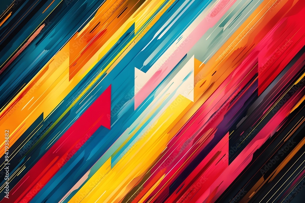 Vibrant Abstract Design with Dynamic Color Stripes and Arrows Vibrant Abstract Design with Dynamic Color Stripes and Arrows