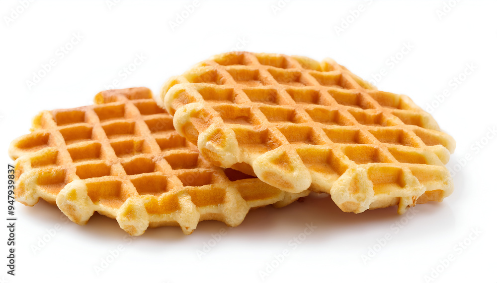 Delicious homemade waffles stacked on a clean white surface prepared for breakfast or brunch at home Delicious homemade waffles stacked on a clean white surface prepared for breakfast or brunch at home