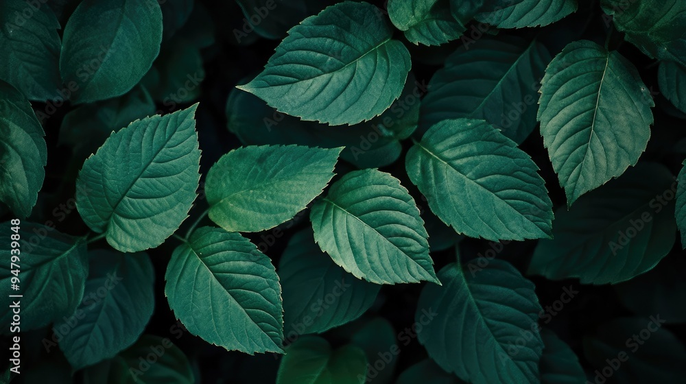 Dark green leaves top view Dark green leaves top view