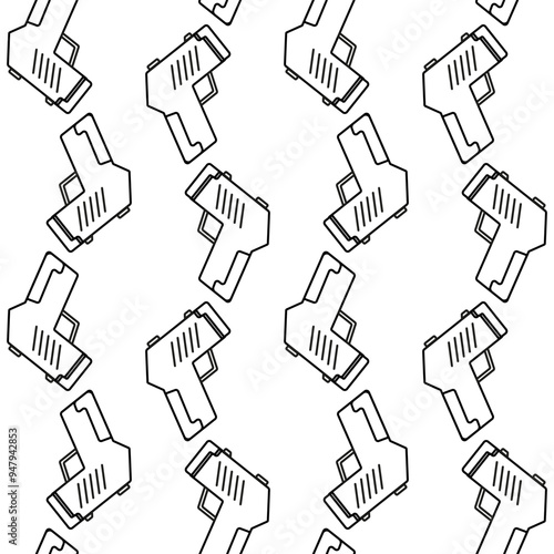 cute gun seamless pattern in black and white for background