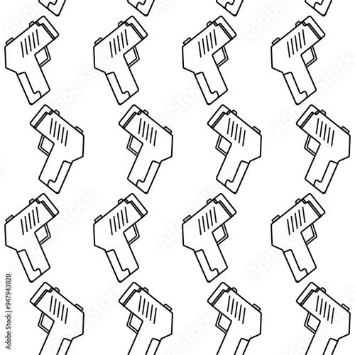 cute gun seamless pattern in black and white for background