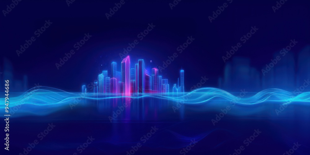 Fototapeta premium Futuristic neon cityscape illustration