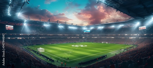 A Packed Stadium Under the Evening Sky, Ready for the Big Game