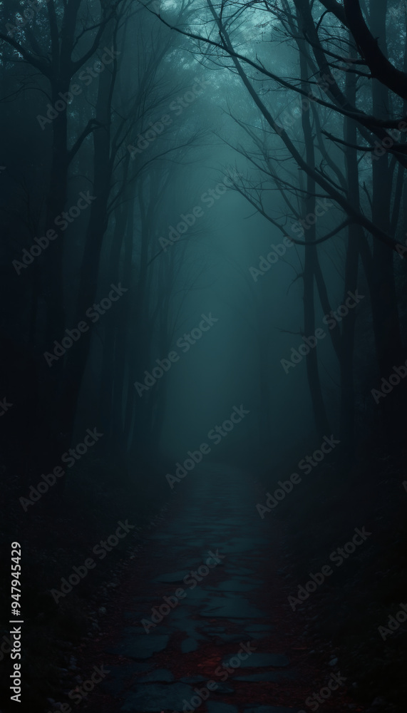 Spooky Halloween hazy landscape with creepy trees Spooky Halloween hazy landscape with creepy trees