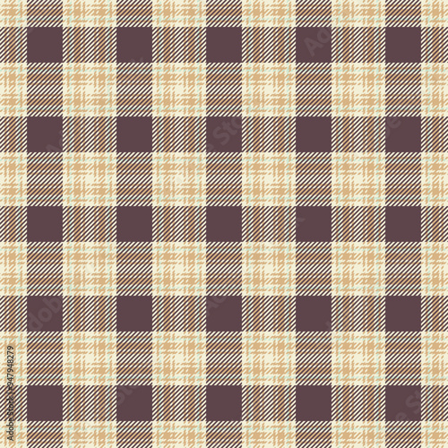 Real plaid textile fabric, poster texture background tartan. Repetitive pattern vector seamless check in beige and orange colors.