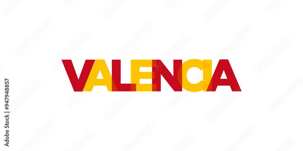 Fototapeta premium Valencia in the Spain emblem. The design features a geometric style, vector illustration with bold typography in a modern font. The graphic slogan lettering.