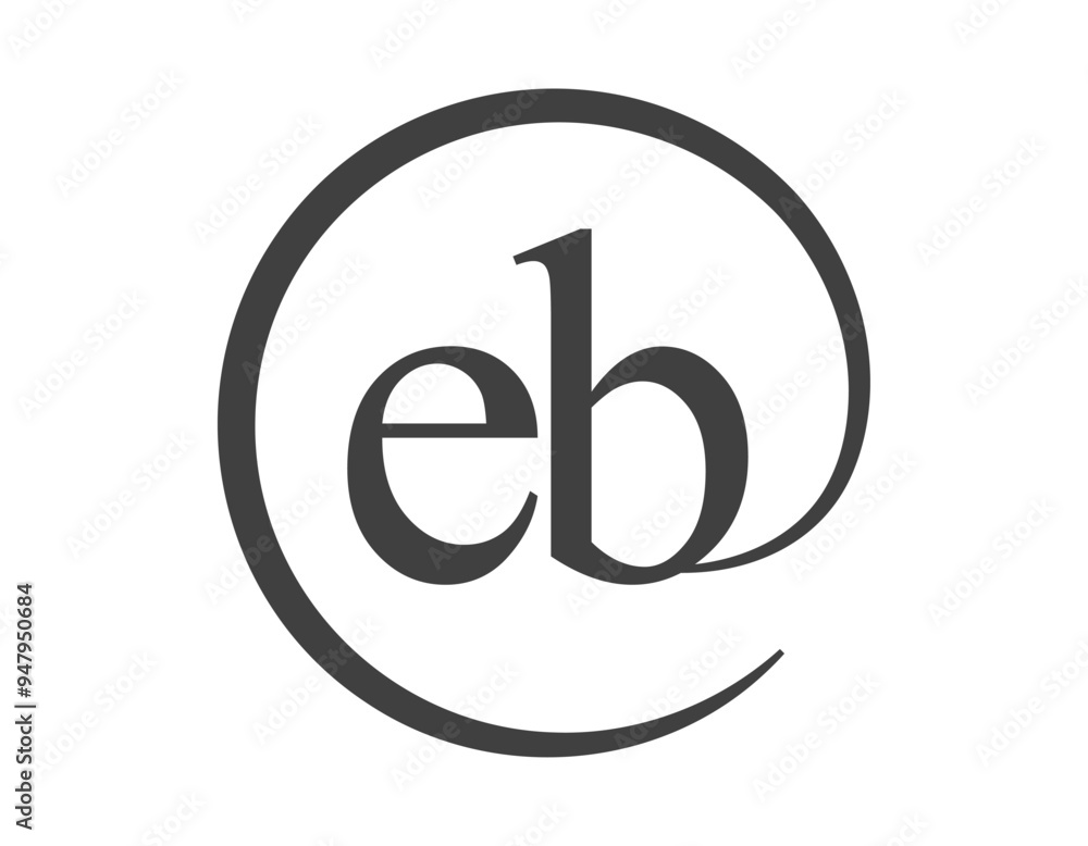 EB logo from two letter with circle shape email sign style. E and B round logotype of business company EB logo from two letter with circle shape email sign style. E and B round logotype of business company