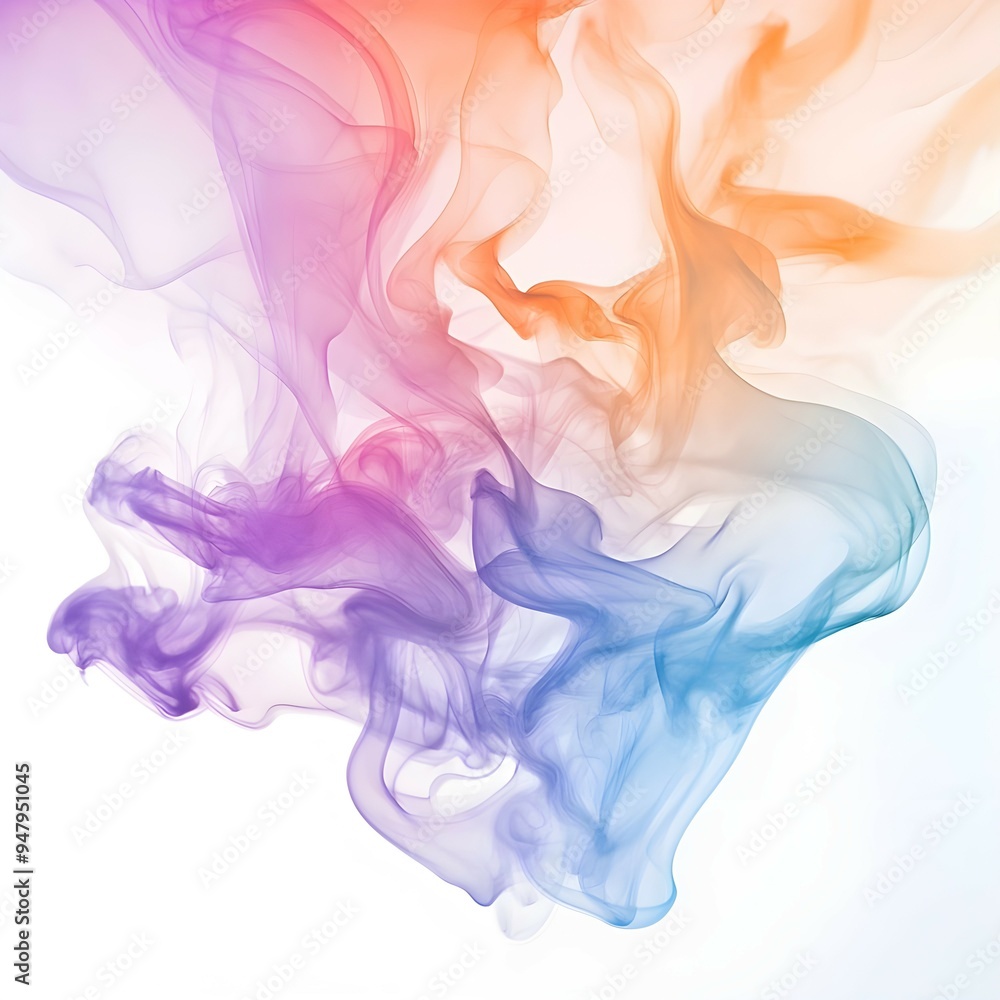 Multicolored soft smoke with an abstract background: Copy space, Generative AI Multicolored soft smoke with an abstract background: Copy space, Generative AI