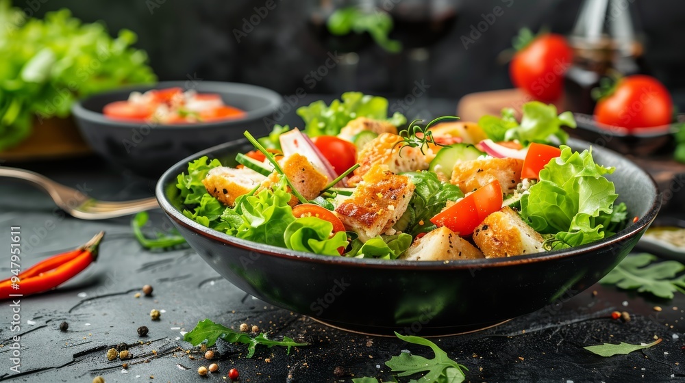 Fresh and Healthy Chicken Salad with Vibrant Vegetables, Perfect for a Summer Meal or Light Lunch Fresh and Healthy Chicken Salad with Vibrant Vegetables, Perfect for a Summer Meal or Light Lunch