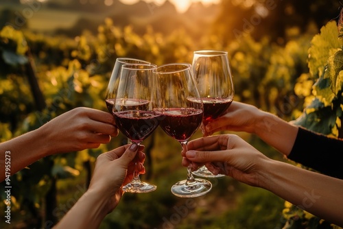 Celebration with red wine outdoors © Rawpixel.com